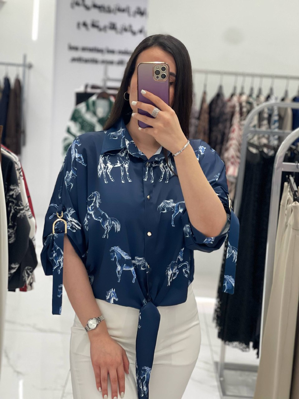 شومیز مجلسی جلو گره ای ساتن ابریشم 